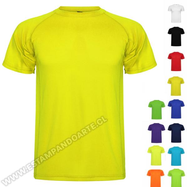 Polera DryFit hombre cuello redondo corte raglan